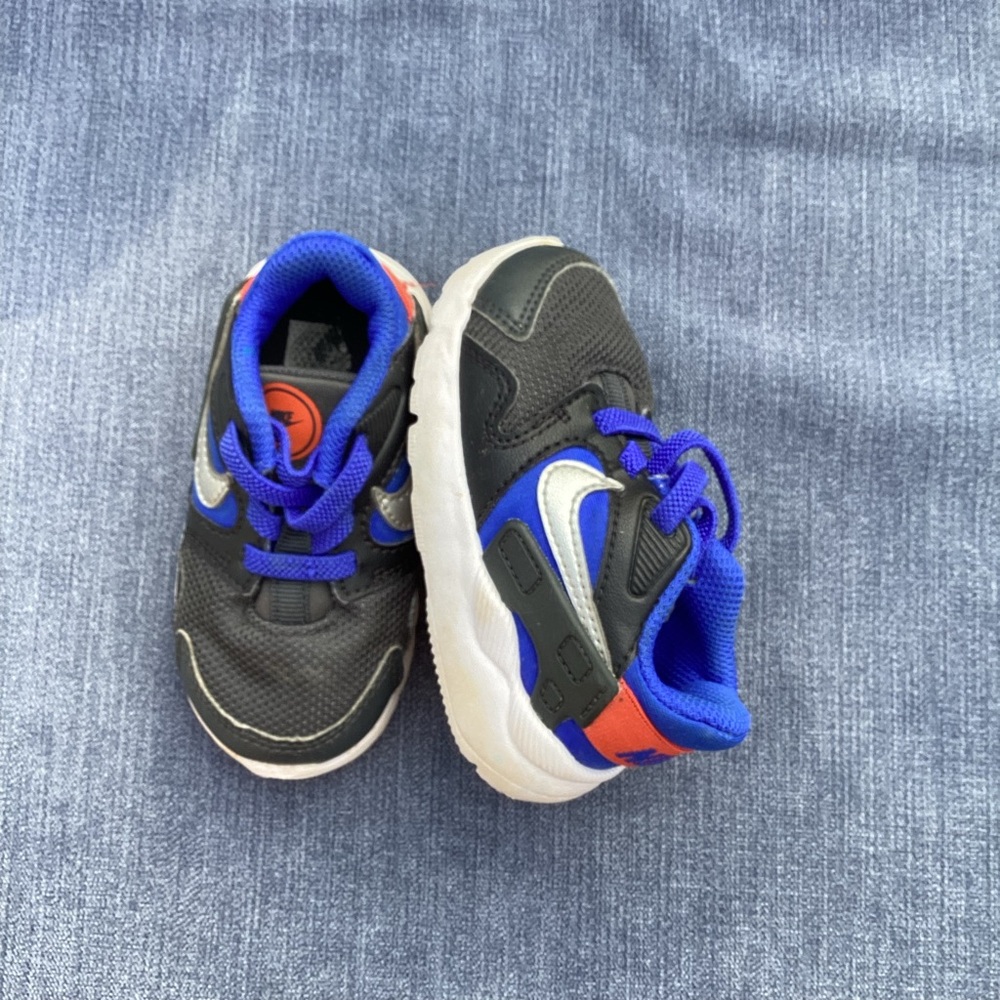 Nike Black and Blue Sneakers with White Swoosh